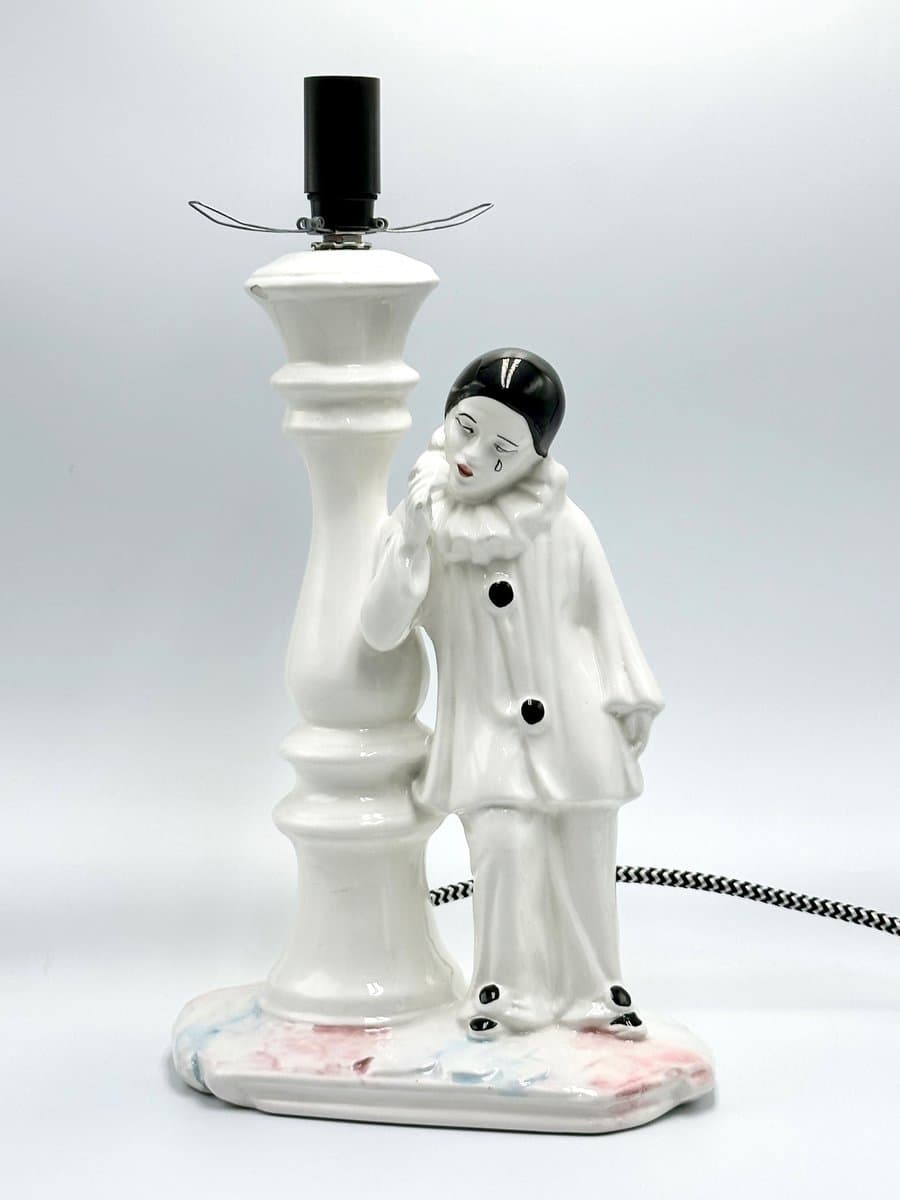 Lampa stołowa Perriot, biała, ceramika, lata 60. - 155629