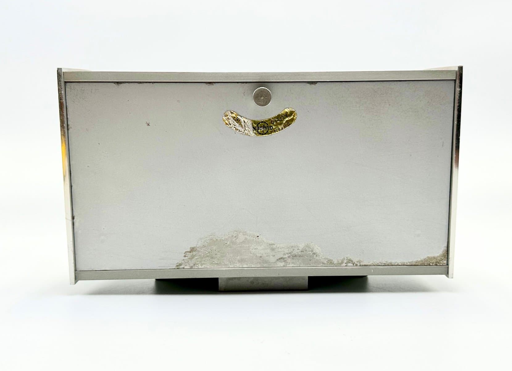 Zegar biurkowy, srebrny, aluminium, Niemcy, lata 50. - 155661