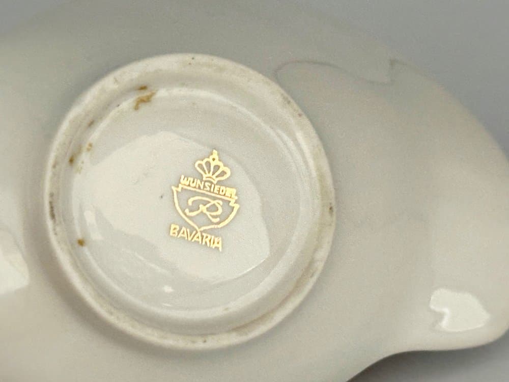 Popielniczka, czerwona biała, porcelana, Niemcy, lata 60. - 155676