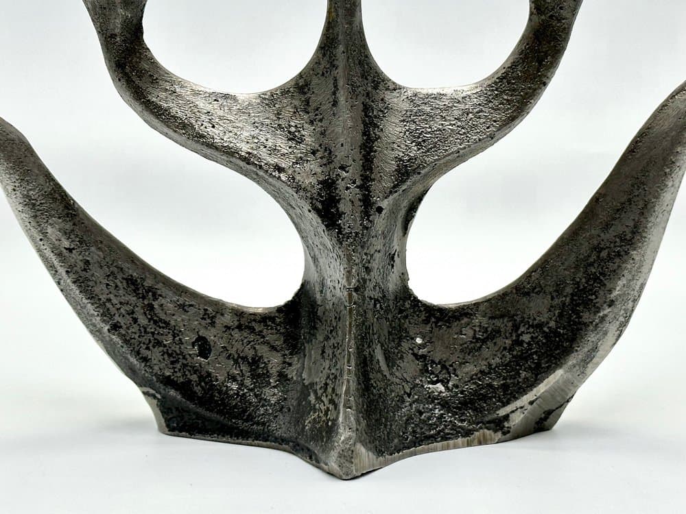 Świecznik Brutalist, żeliwo srebrne, proj. H. Dalbeck, Niemcy, lata 70. - 155690