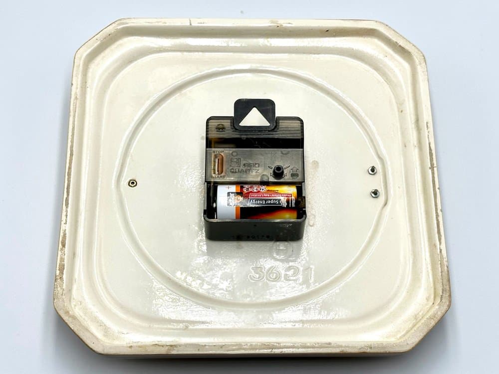 Wall clock, brown orange, ceramic, Germany, 1960s. - 155705