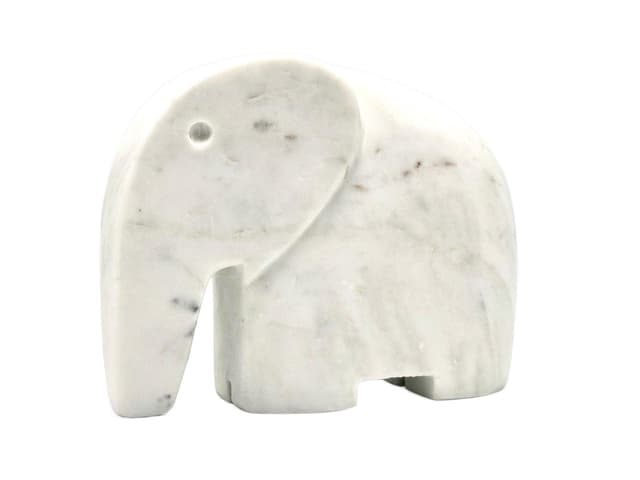 Figurka słoń indyjski Postmodern, marmur biały, Indie, lata 90. - WYMIARY