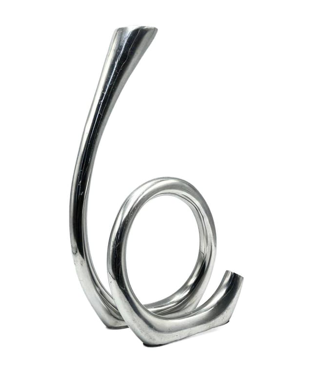 Świecznik Curly, srebrny, aluminium, Holandia, lata 80. - WYMIARY
