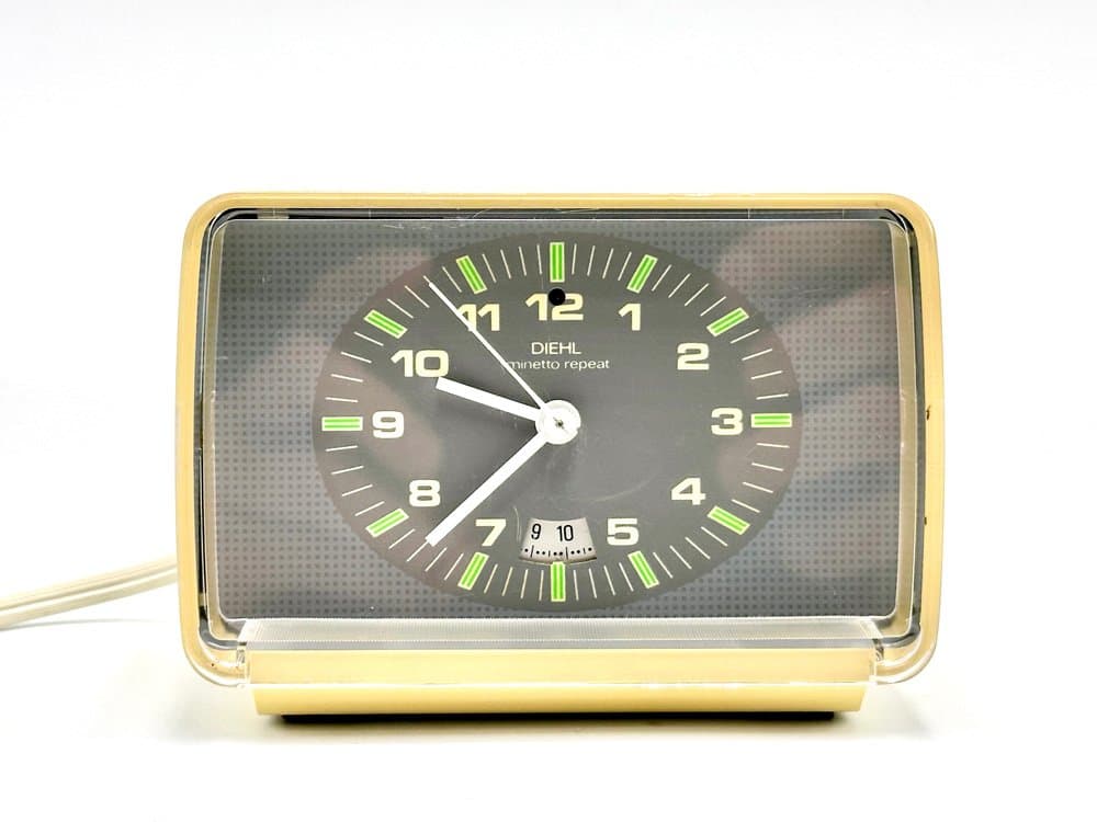 Zegar stołowy Minetto Repeat, plastik kość słoniowa, Niemcy, lata 80. - 155772