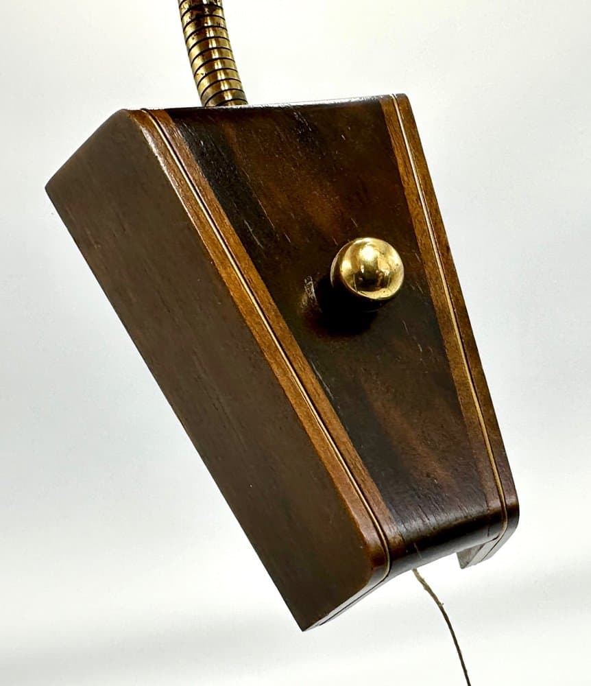 Kinkiet skandynawski, brązowy, teak, mosiądz, szkło, Dania, lata 60. - 155826