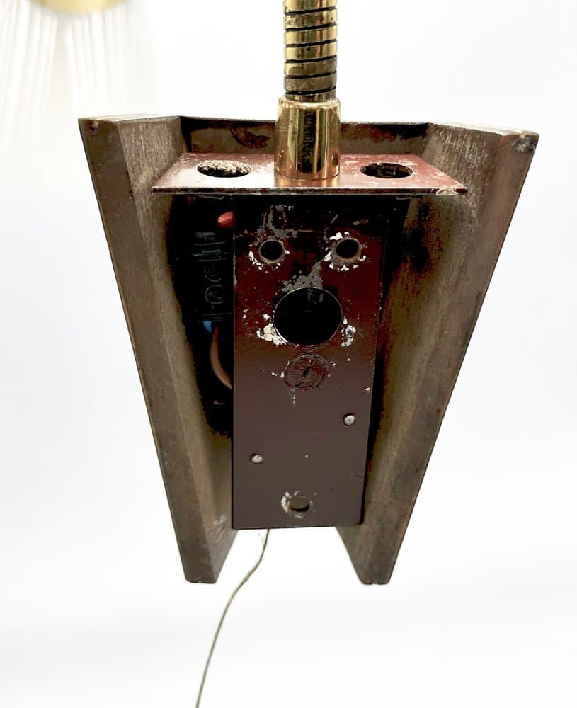 Kinkiet skandynawski, brązowy, teak, mosiądz, szkło, Dania, lata 60. - 155830