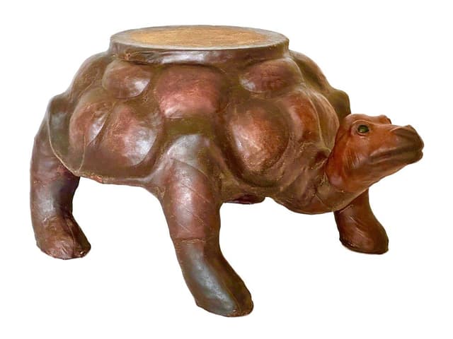 Figura żółwia, brązowy, skóra naturalna, lata 60. - WYMIARY