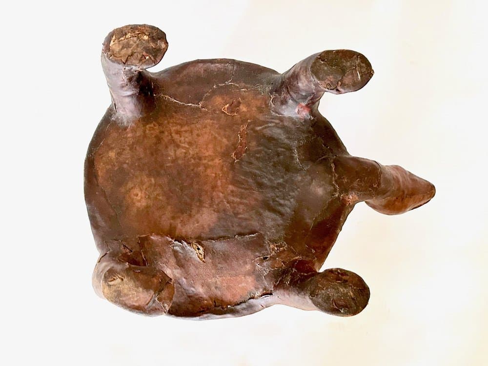 Figura żółwia, brązowy, skóra naturalna, lata 60. - 155889