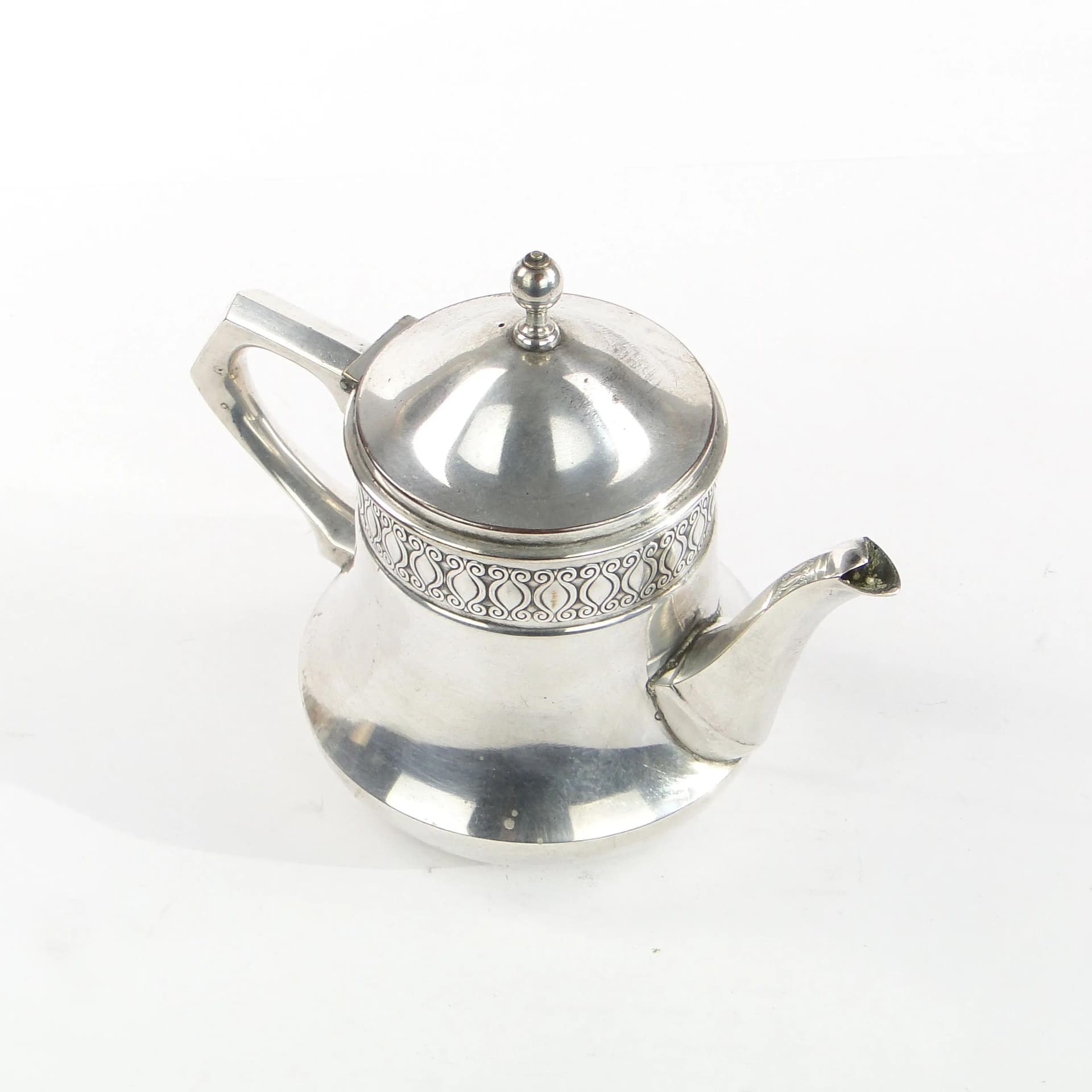 Imbryk secesyjny, mosiądz posrebrzany srebrny, WMF, Niemcy, początek XX w. - 9698