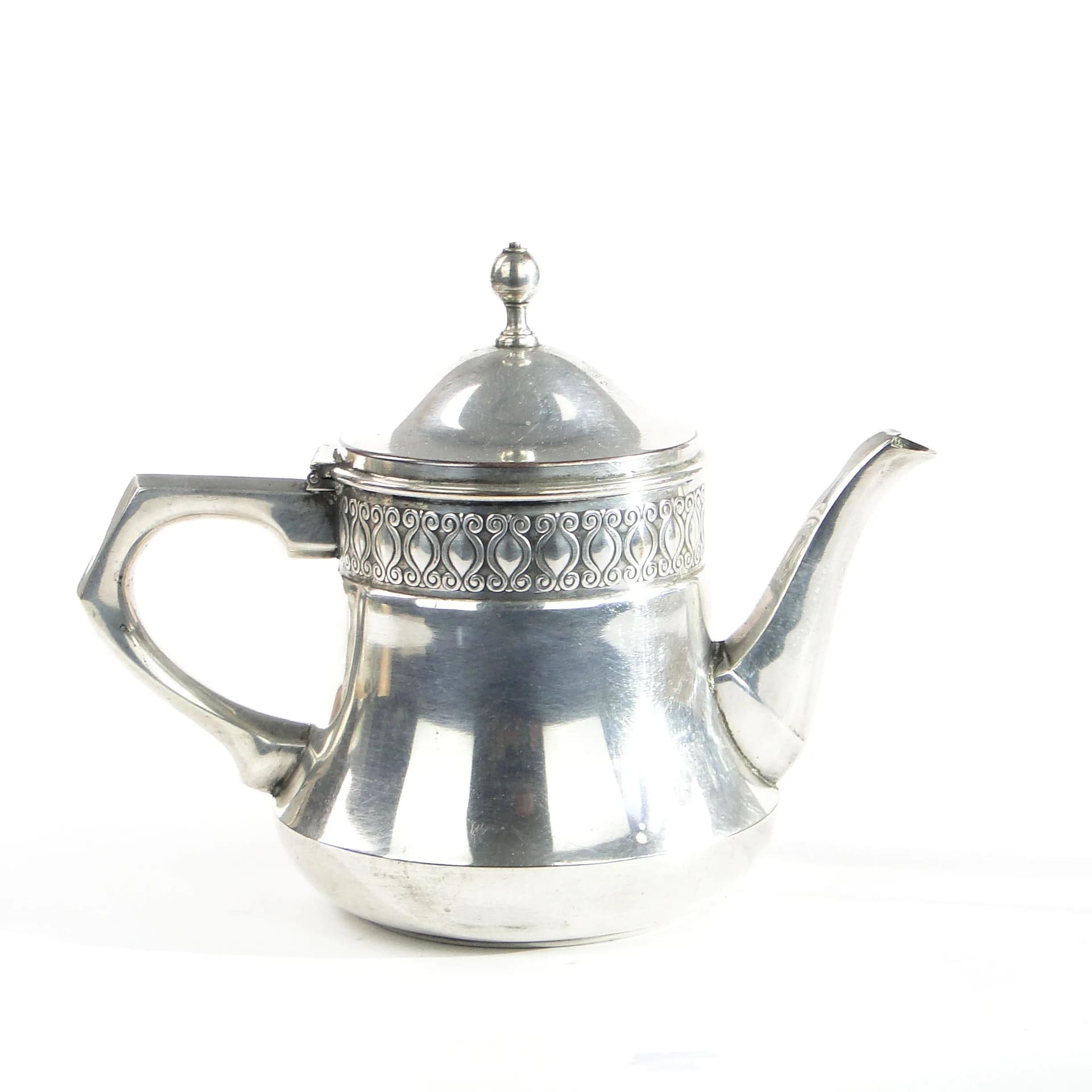 Imbryk secesyjny, mosiądz posrebrzany srebrny, WMF, Niemcy, początek XX w. - 9691