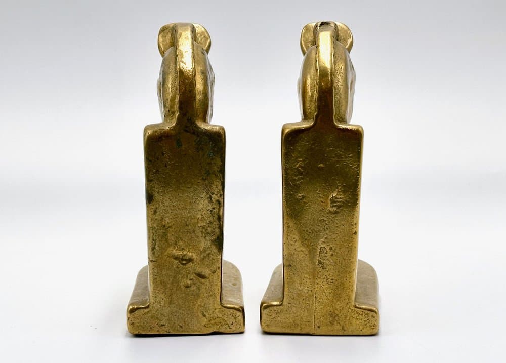 Para podpórek do książek Trojan, złoty, mosiądz, lata 60. - 155946