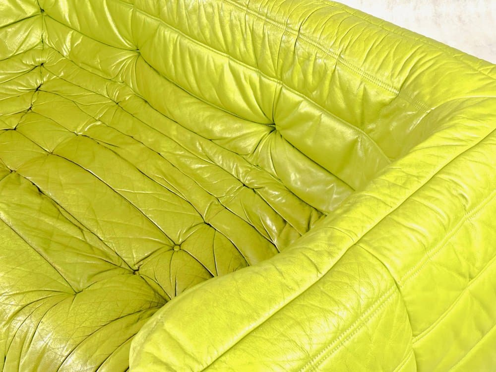 Sofa trzyosobowa Togo, zielony, skóra, proj. M. Ducaroy, Ligne Roset, Francja, 2010s - 155966