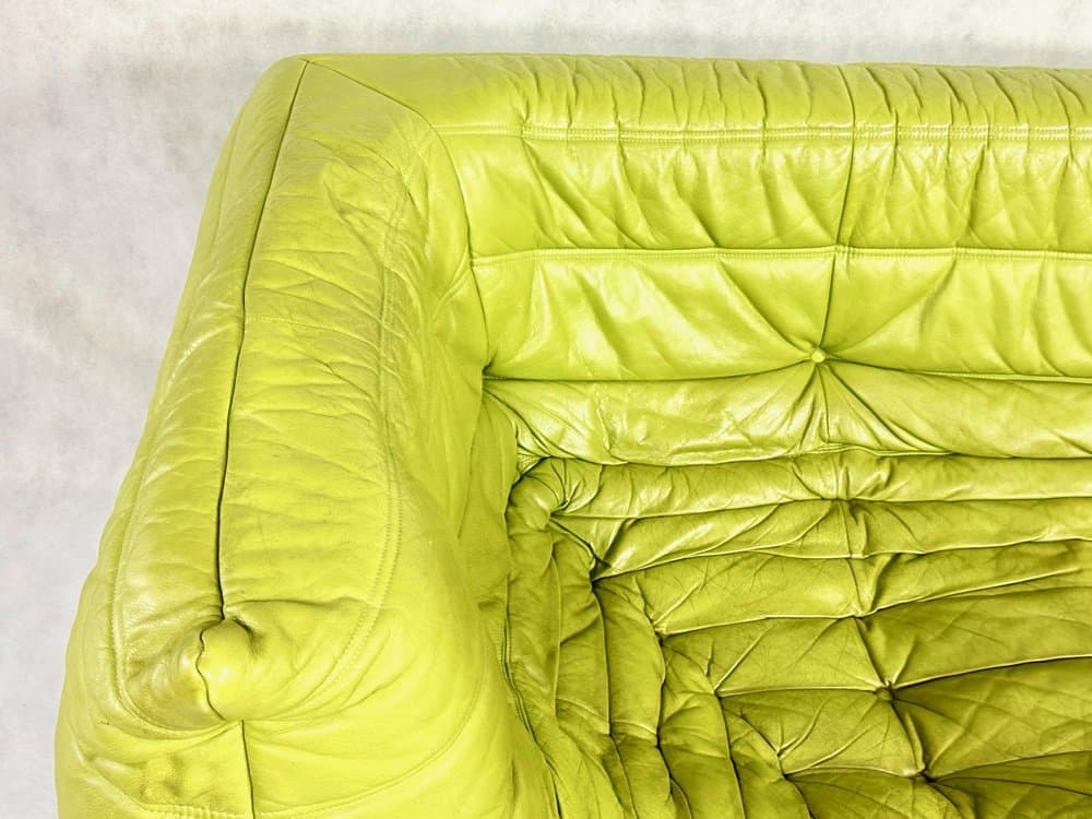 Sofa trzyosobowa Togo, zielony, skóra, proj. M. Ducaroy, Ligne Roset, Francja, 2010s - 155971