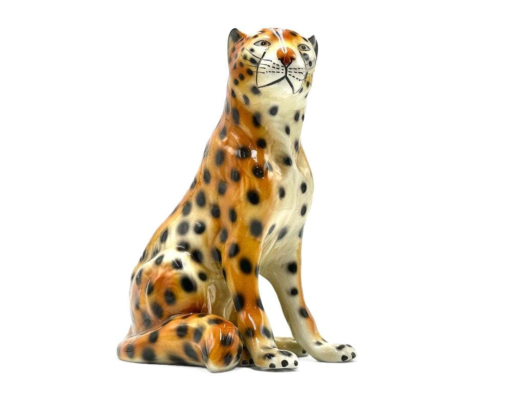 Figurka geparda, multikolor, ceramika, Włochy, lata 60.