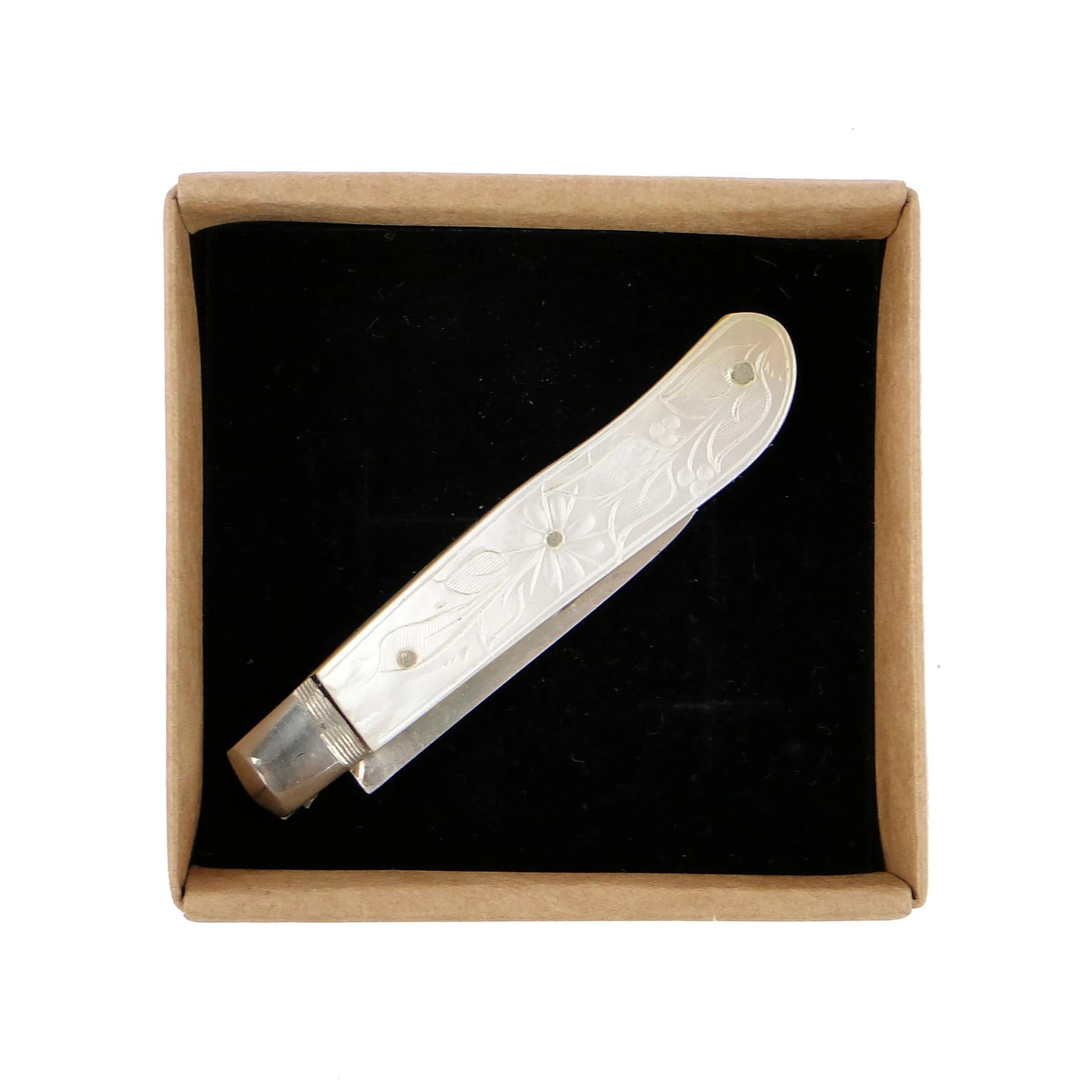 Srebrny damski scyzoryk z macicy perłowej, Anglia, lata 20. - 9683