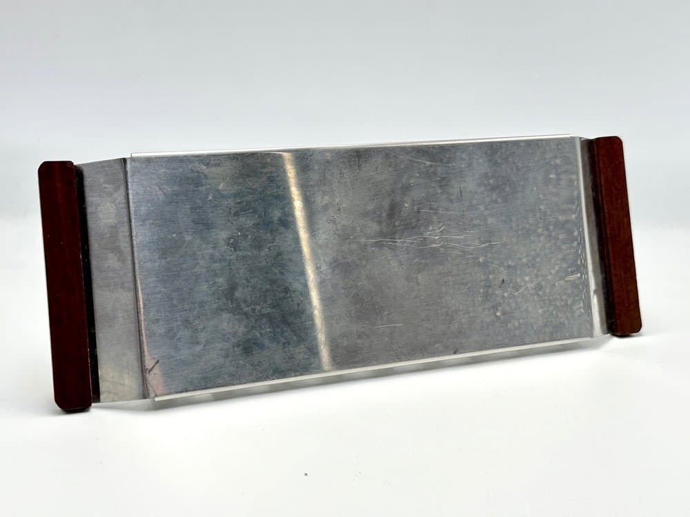 Stojak na tosty, stal chromowana srebrna, teak brązowy, Niemcy, lata 70. - 156007