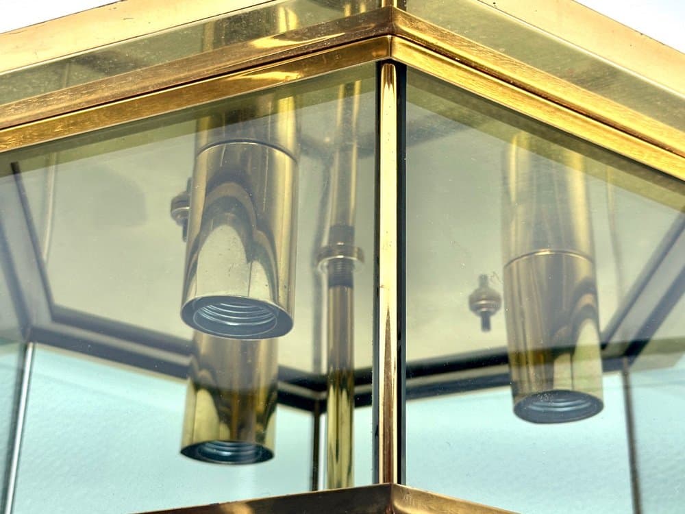 Ceiling lamp, modernist, golden brass, smoked glass, by L. Colani, Germany, 1970s. - 156024