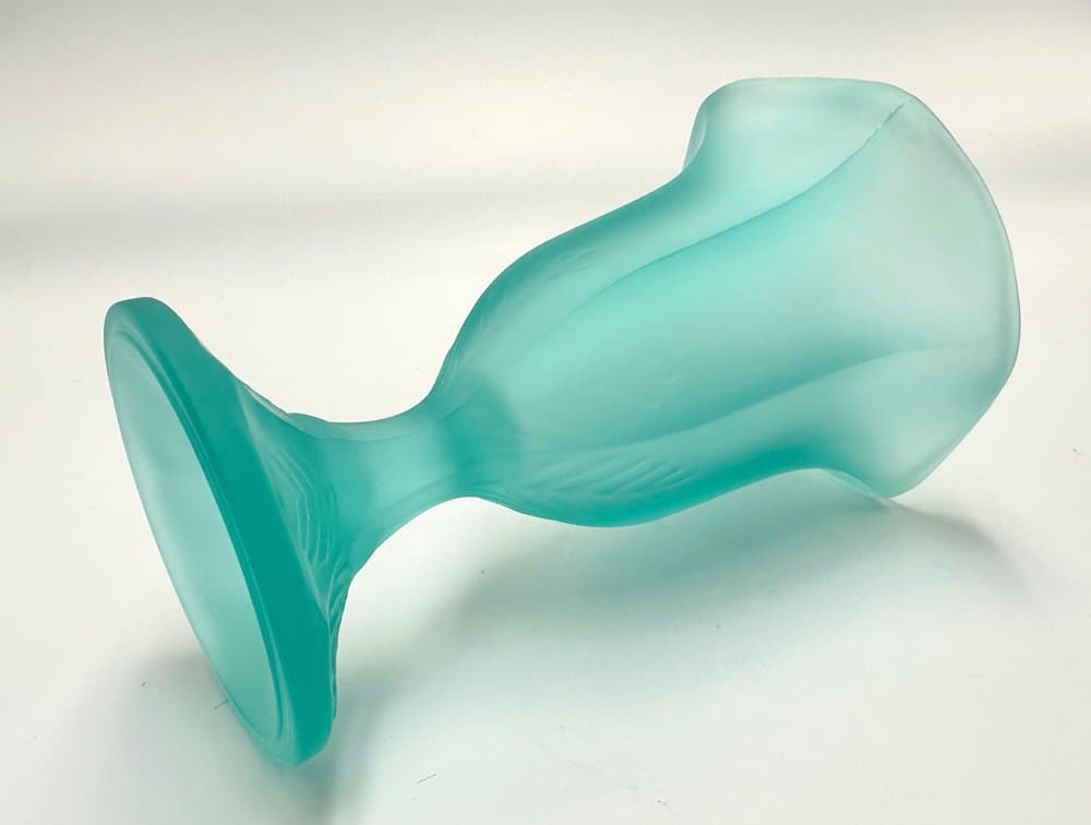 komplet pucharów deserowych Tulip, turkusowe szkło matowe, Luksemburg, lata 60. - 156066