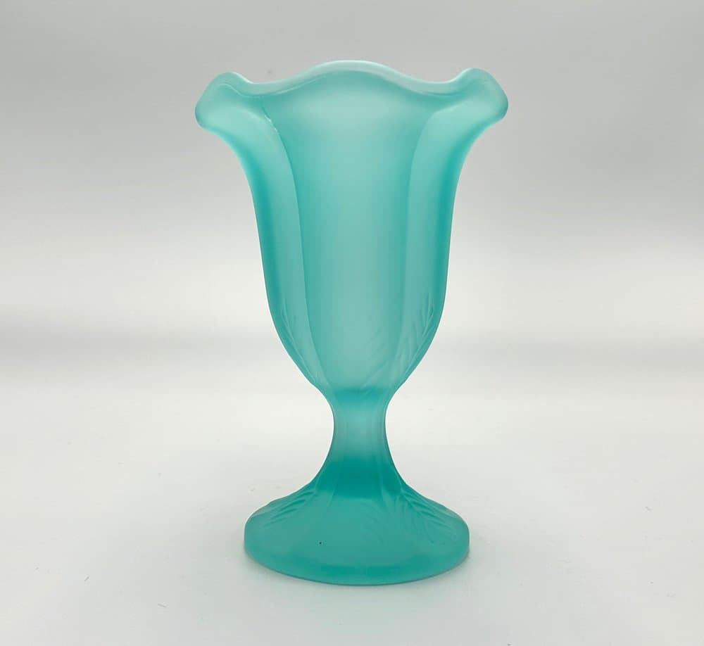 komplet pucharów deserowych Tulip, turkusowe szkło matowe, Luksemburg, lata 60. - 156064