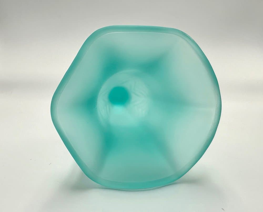 komplet pucharów deserowych Tulip, turkusowe szkło matowe, Luksemburg, lata 60. - 156065