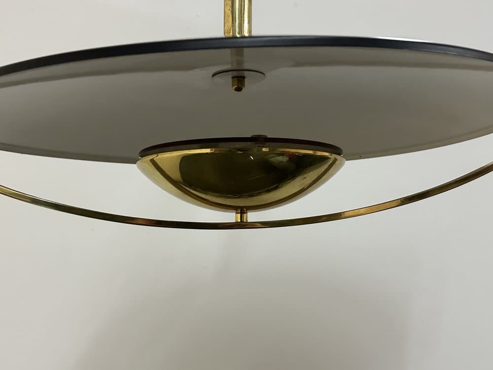 Pendant lamp, black, golden brass, Hillebrand, Germany, 1970s. - 156141