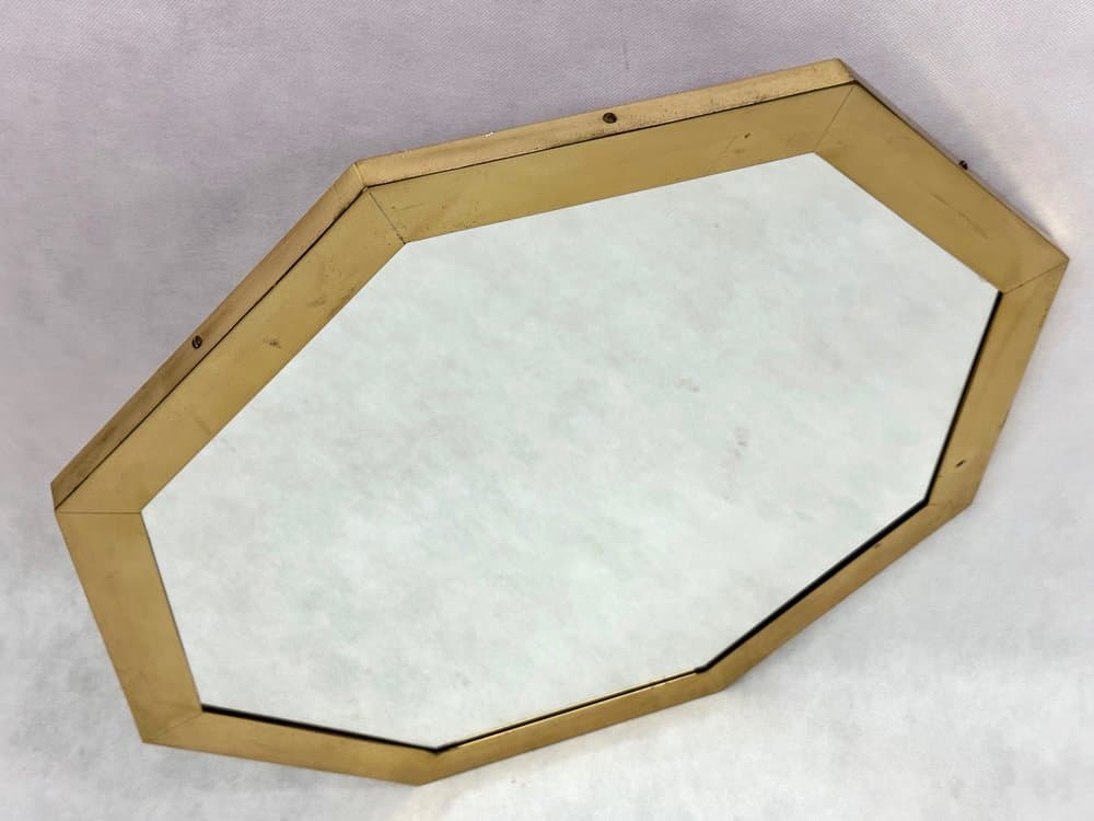 Octagonal Mirror, golden brass, Belgium, 1970s - 156155