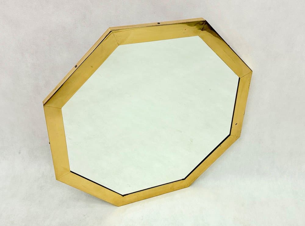 Octagonal Mirror, golden brass, Belgium, 1970s - 156154