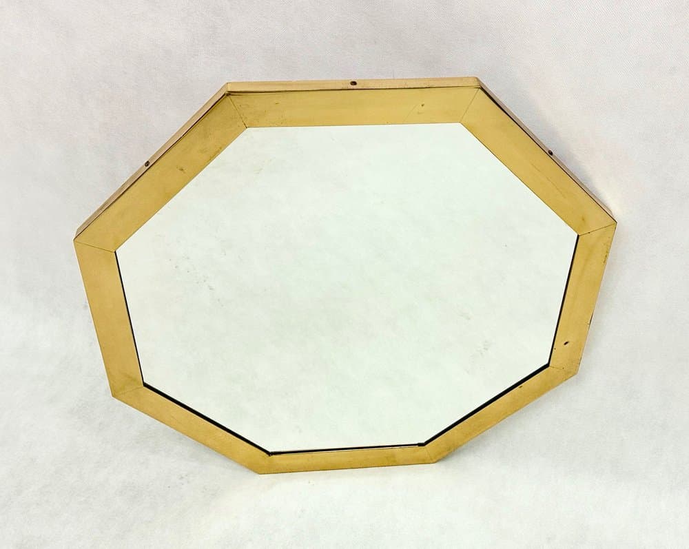 Octagonal Mirror, golden brass, Belgium, 1970s - 156152