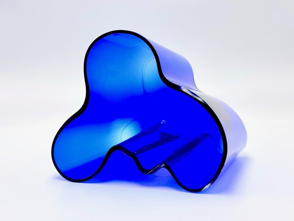 Vase Model 3030, blue glass, by A. Aalto, Iittala, Finland, 1990s. - 156199