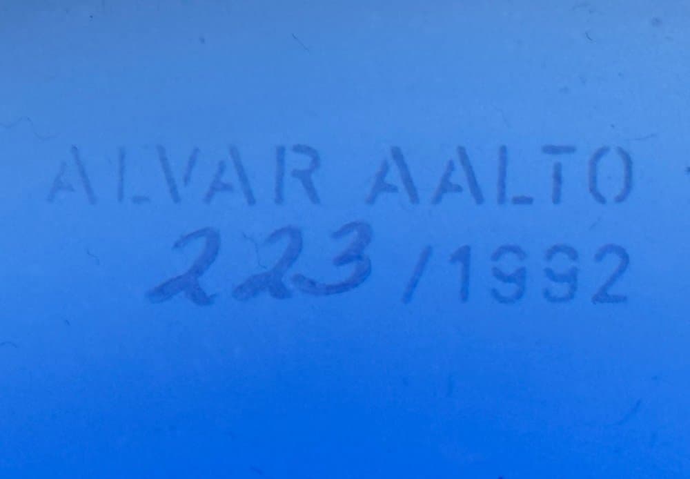 Vase Model 3030, blue glass, by A. Aalto, Iittala, Finland, 1990s. - 156200