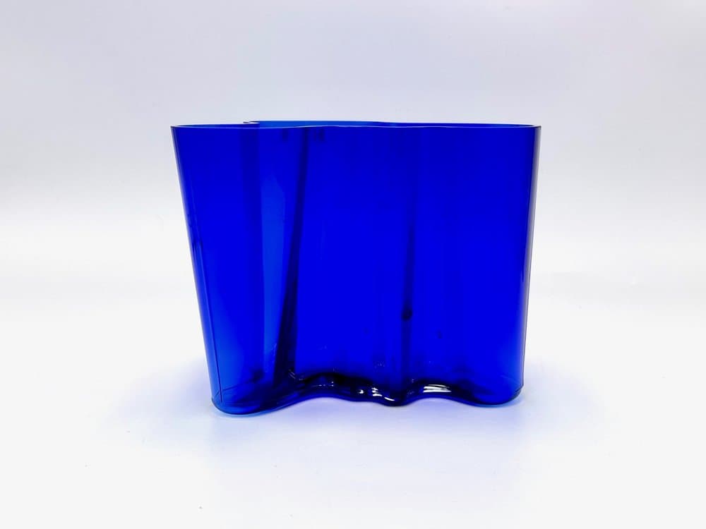 Vase Model 3030, blue glass, by A. Aalto, Iittala, Finland, 1990s. - 156196