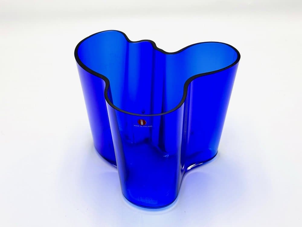 Vase Model 3030, blue glass, by A. Aalto, Iittala, Finland, 1990s. - 156197