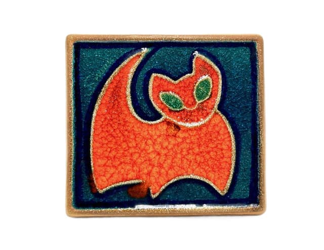 Relief ścienny z kotem, niebieski, ceramika, proj. J. Simon, Dania, lata 60. - WYMIARY