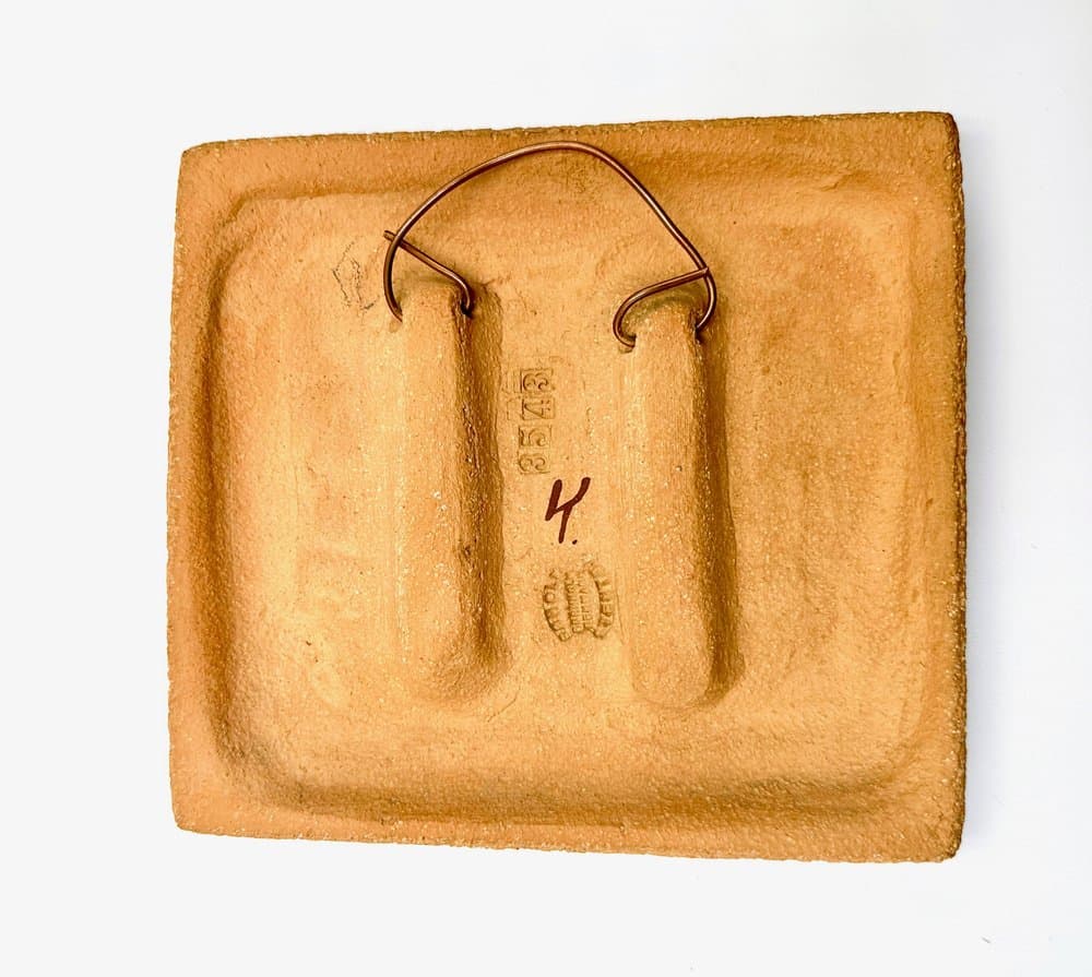 Relief ścienny z kotem, niebieski, ceramika, proj. J. Simon, Dania, lata 60. - 156205