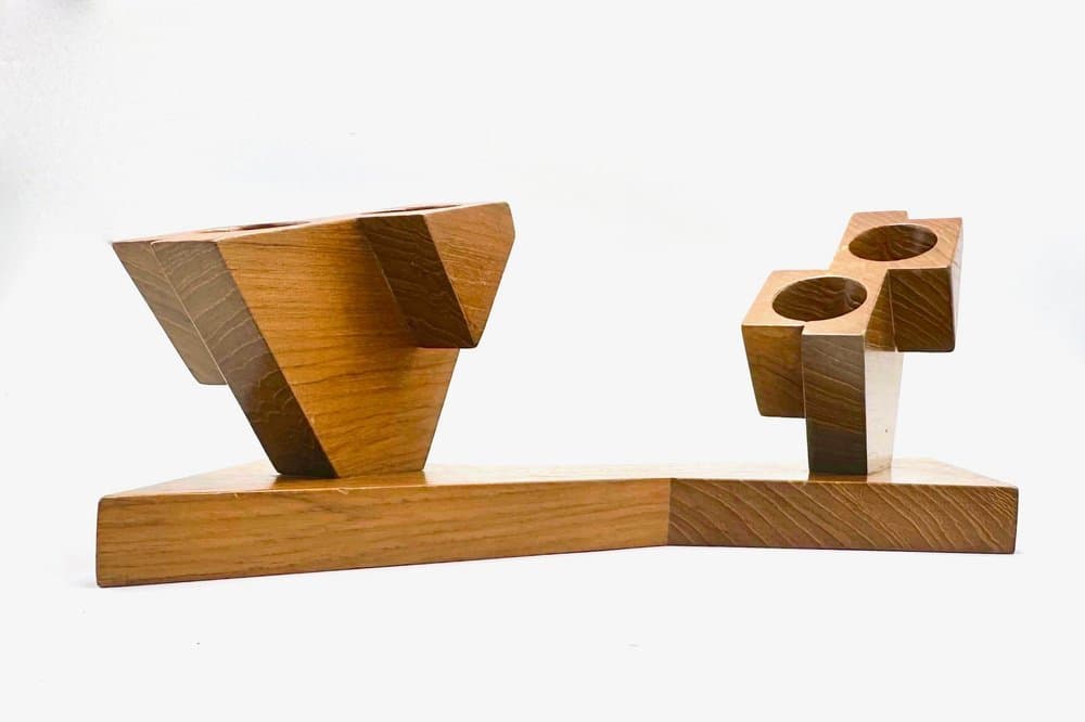 Rzeźba Ptaki ze świecznikiem, brąz, teak, Dania, lata 60. - 156213