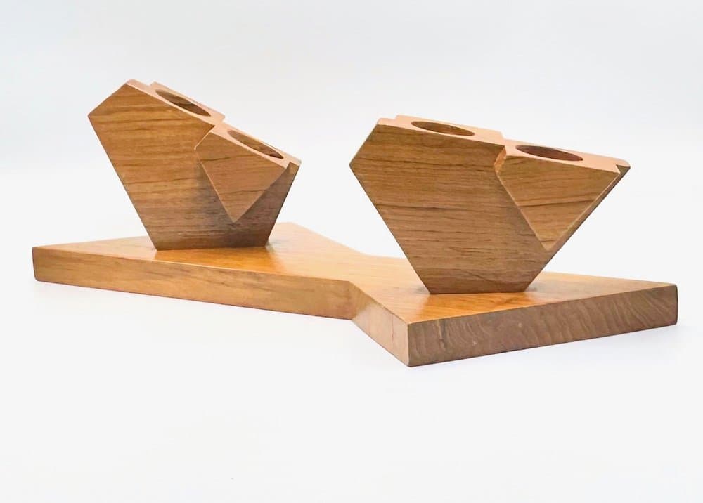 Rzeźba Ptaki ze świecznikiem, brąz, teak, Dania, lata 60. - 156209