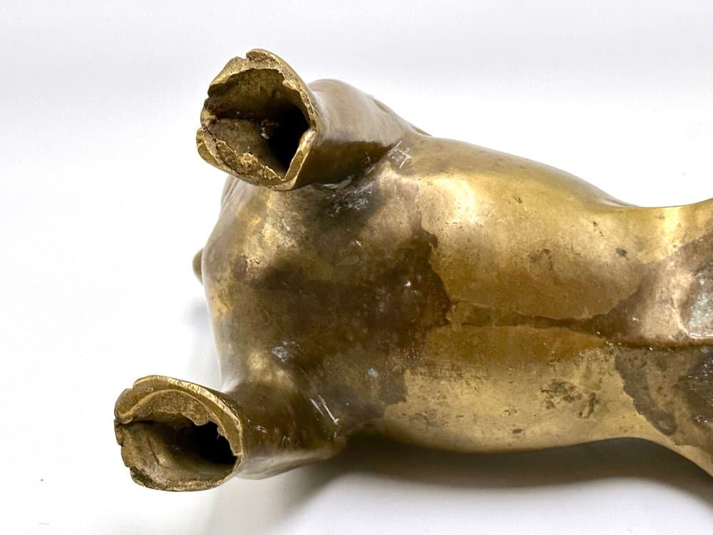 Figurka buldoga, złoty, mosiądz, Francja, lata 40. - 156221