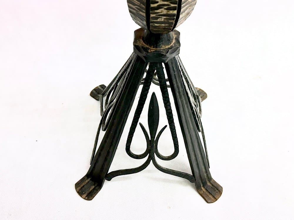 Floor lamp Brutalist, dark brown metal, Poland, 1970s. - 156246