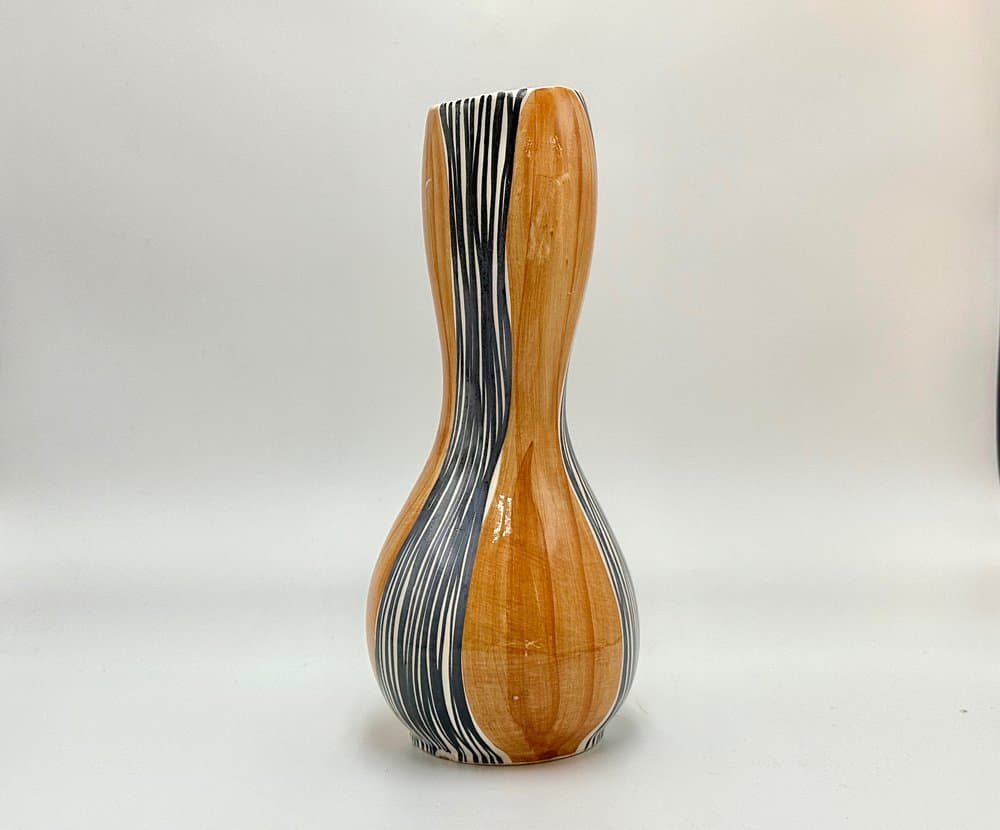 Wazon No 244, brązowy, fajans, proj. W. Płażewski, Polska, lata 60. - 156279