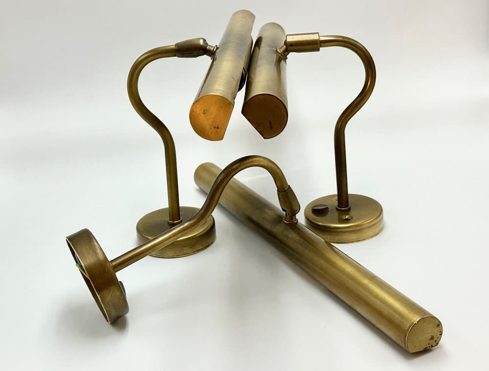 set of three wall sconces, golden brass, USA, 1960s - 156291