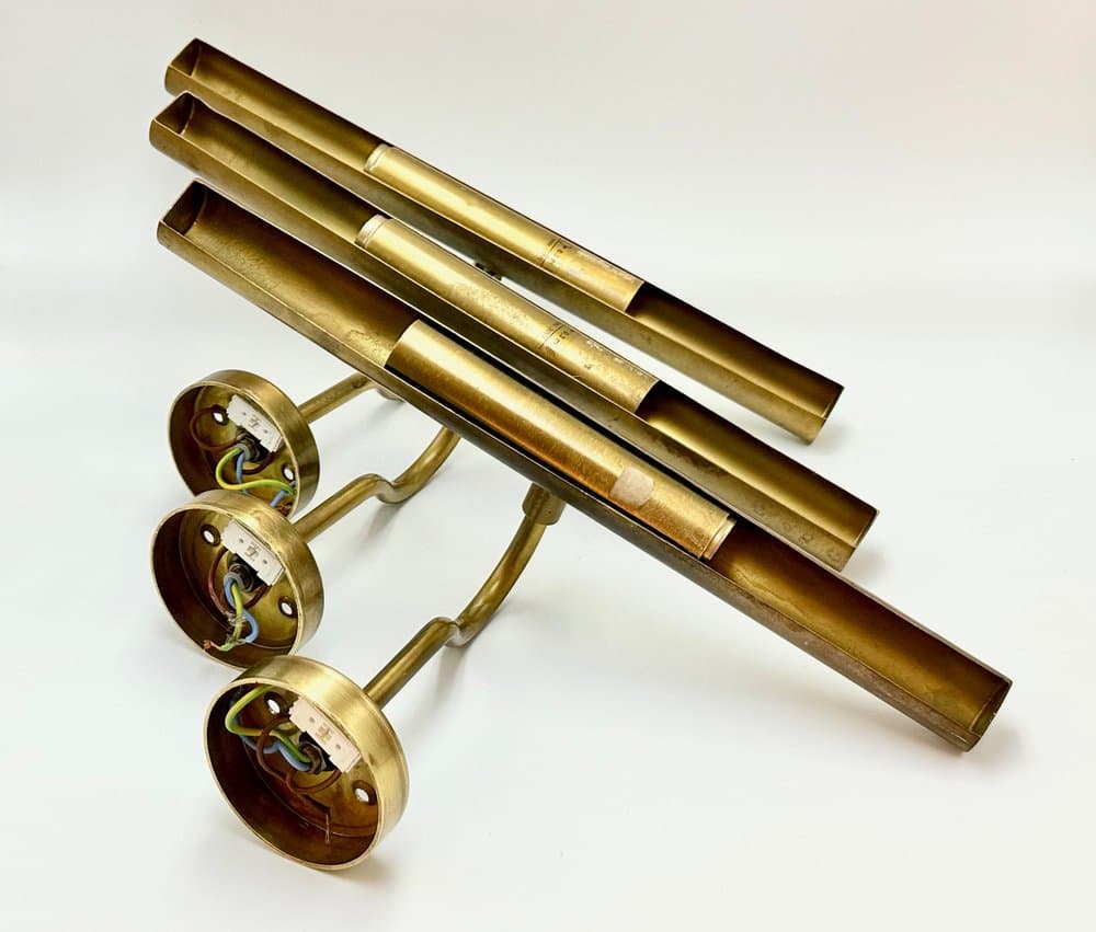 set of three wall sconces, golden brass, USA, 1960s - 156289