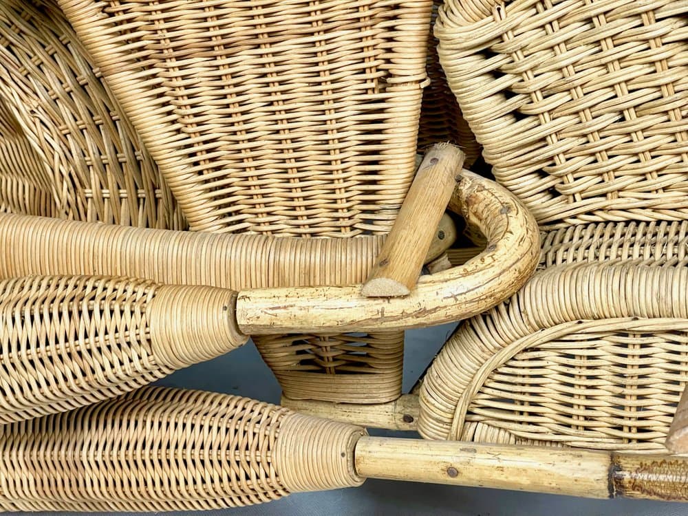 Rzeźba motocykl Harley Davidson, beżowy, bambus, Indie, lata 80. - 156304