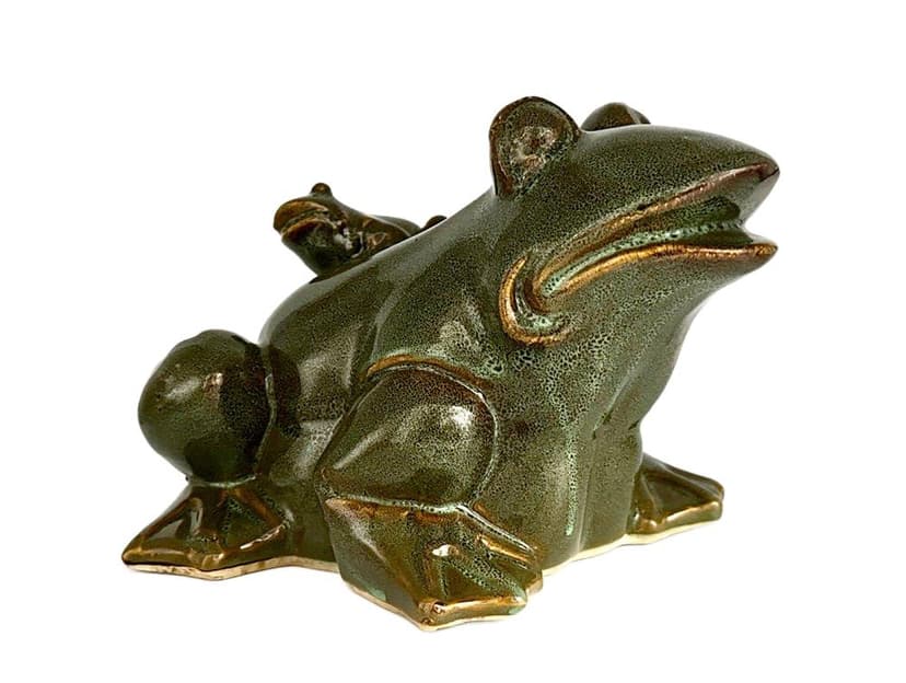 Figurka żaby, zielony, ceramika, Włochy, lata 60.