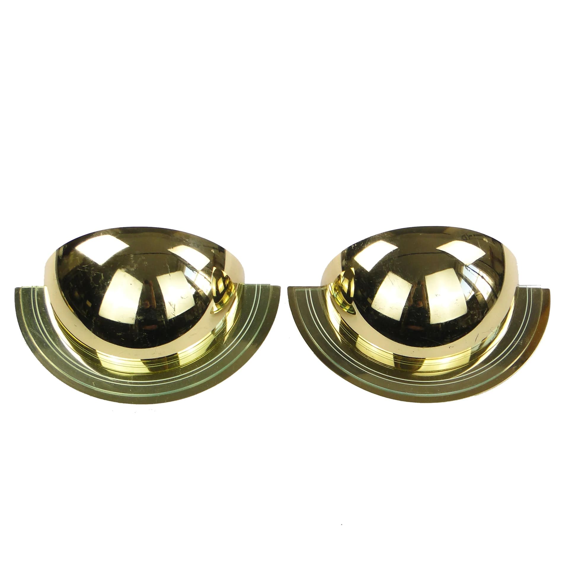 Para kinkietów Space Age, mosiądz złoty, akryl przezroczysty, Szwecja, lata 80. - 9810