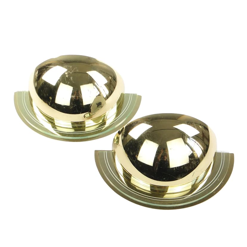 Para kinkietów Space Age, mosiądz złoty, akryl przezroczysty, Szwecja, lata 80.