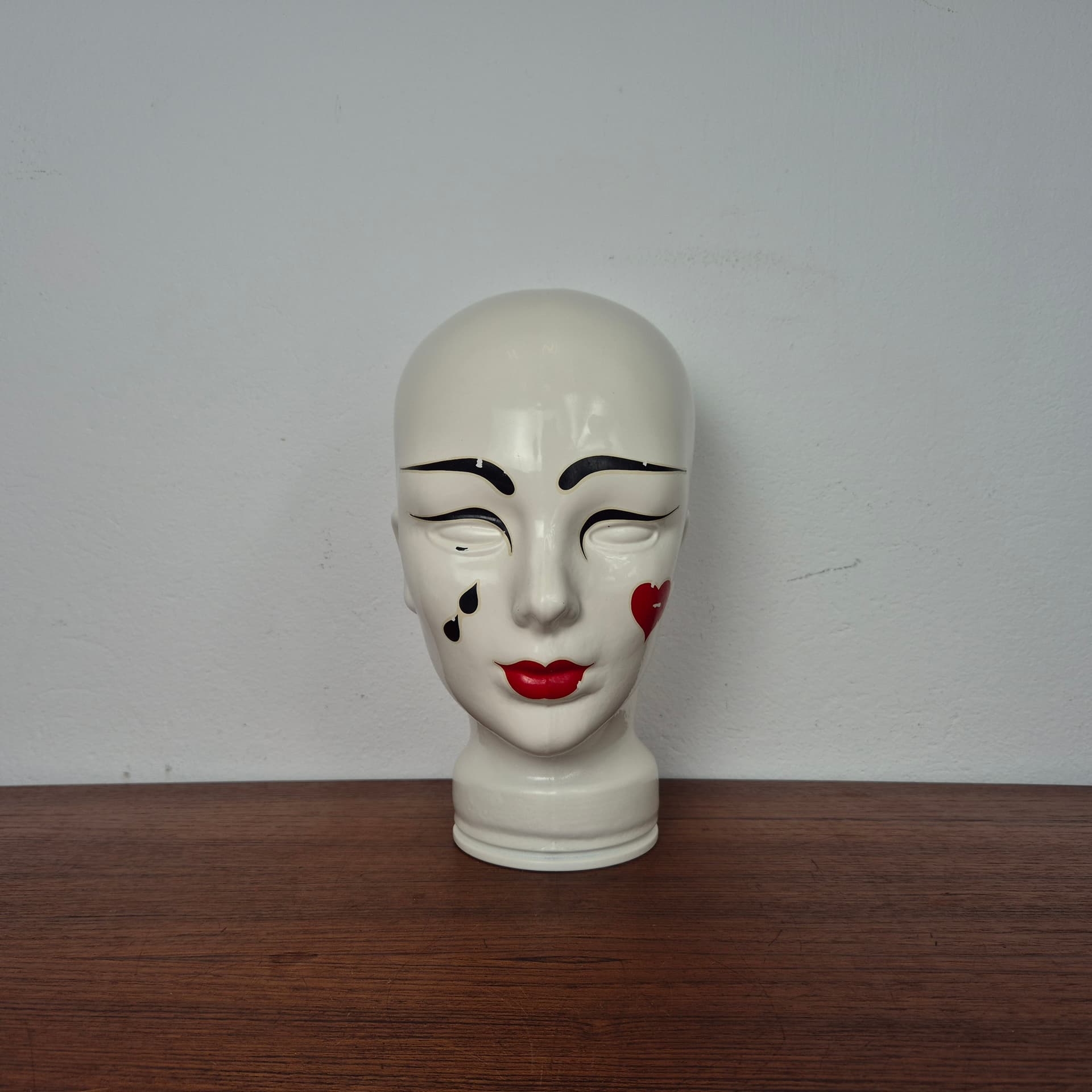 Głowa dekoracyjna, ivory white szkło, Niemcy, lata 70. - 142695