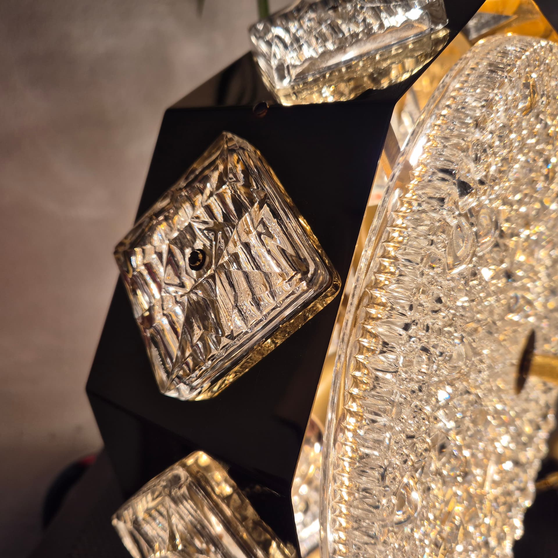 Pendant lamp, golden brass, glass, by C. Fagerlund, Orrefors, Sweden, 1960s. - 142722