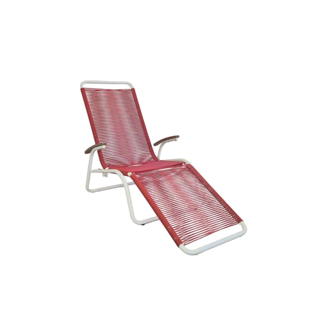 Sun lounger Spaghetti, white steel, red plastic, Germany, 1960s. - DIMENSION
