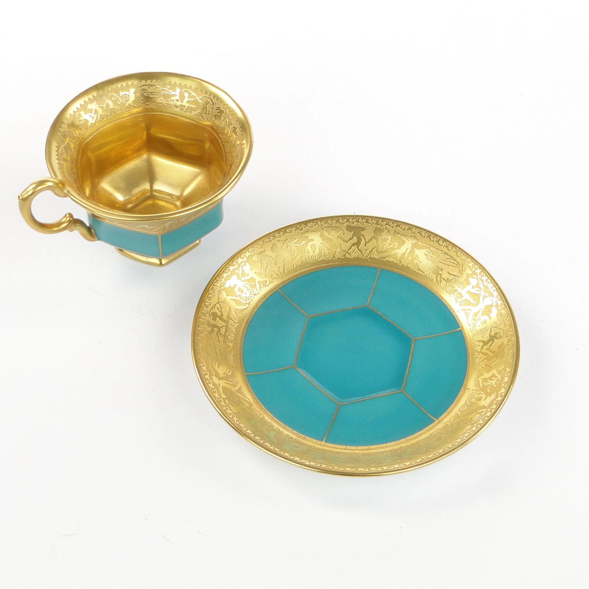 Mocha Cup Art Deco, turquoise porcelain, Schlaggenwald, Czechoslovakia, 1920s - 9790