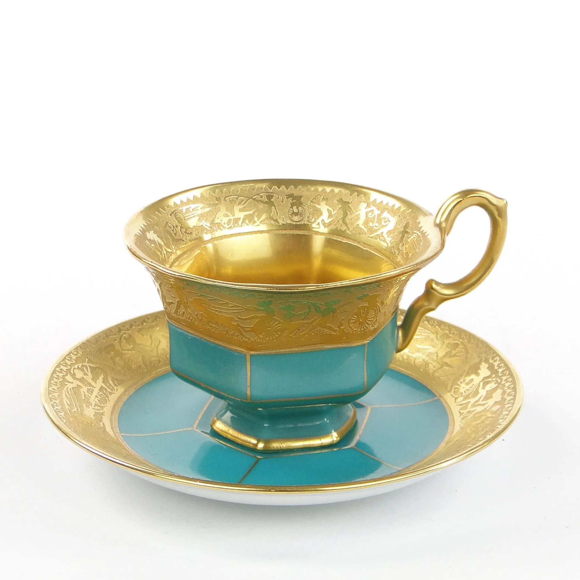 Mocha Cup Art Deco, turquoise porcelain, Schlaggenwald, Czechoslovakia, 1920s - 9788
